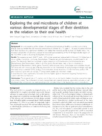 Exploring the Oral Microbiota of Children at Various Developmental