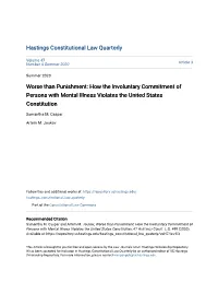 How the Involuntary Commitment of Persons with Mental Illness Violates the United States Constitution