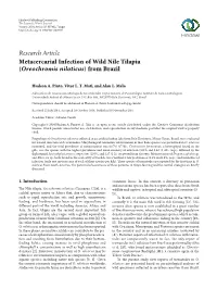 Metacercarial Infection of Wild Nile Tilapia (Oreochromis Niloticus) from Brazil