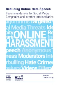 Reducing Online Hate Speech: Recommendations for Social Media Companies and Internet Intermediaries