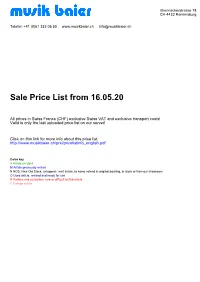 Sale Price List from 16.05.20