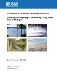 Summary of Hydrogelogic Conditions by County for the State of Michigan. Apple, B.A., and H.W. Reeves 2007. U.S. Geological Surve