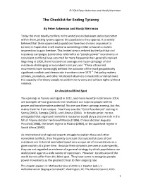The Checklist for Ending Tyranny