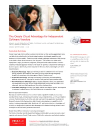The Oracle Cloud Advantages for Independent Software Vendors