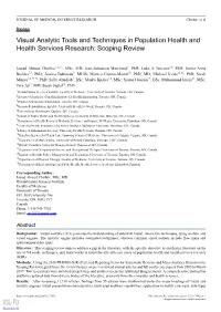 Visual Analytic Tools and Techniques in Population Health and Health Services Research: Scoping Review