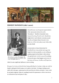 Ernest Dowson (1867-1900)