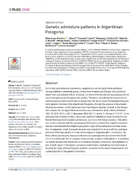 Genetic Admixture Patterns in Argentinian Patagonia