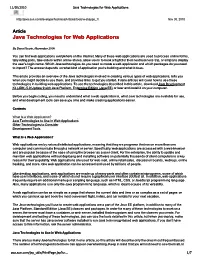 Java Technologies for Web Applications