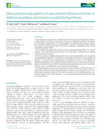 Macroevolutionary Patterns of Glucosinolate Defense and Tests of Defense-Escalation and Resource Availability Hypotheses