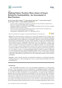 Making Future Teachers More Aware of Issues Related to Sustainability: an Assessment of Best Practices