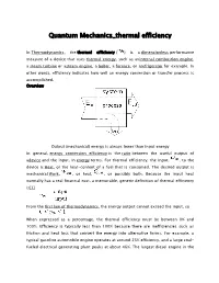 Quantum Mechanics Thermal Efficiency