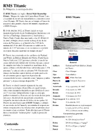 RMS Titanic De Wikipedia, La Enciclopedia Libre