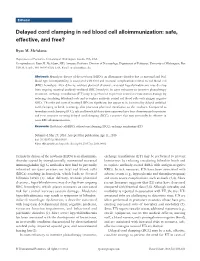 Delayed Cord Clamping in Red Blood Cell Alloimmunization: Safe, Effective, and Free?