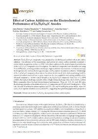 Effect of Carbon Additives on the Electrochemical Performance of Li4ti5o12/C Anodes