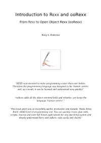 Introduction to REXX and Oorexx