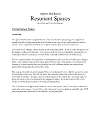 Resonant Spaces Notes