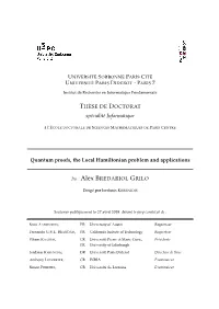 Spécialité Informatique Quantum Proofs, the Local Hamiltonian