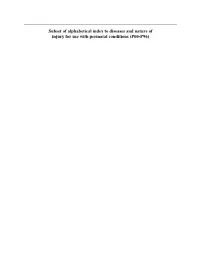 Alphabetical Index to Diseases and Nature of Injury for Use with Perinatal Conditions (P00-P96)