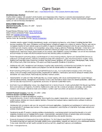 Clare Swan 650.678.0067 (Cell) • Crswan@Stanford.Edu •