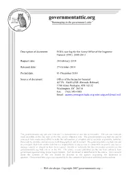 FOIA Case Log for the Army Office of the Inspector General (OIG), 2005-2013