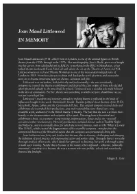 In Memory: Joan Maud Littlewood