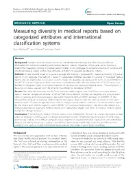 Measuring Diversity in Medical Reports Based on Categorized Attributes and International Classification Systems Petra Přečková*†, Jana Zvárová† and Karel Zvára†