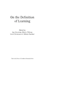 On the Definition of Learning
