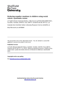 Reducing Negative Emotions in Children Using Social Robots: Systematic Review