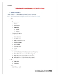 Certified Network Defense (CND) V2-Outline 1. INTRODUCTION