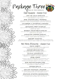 Package Three Menu
