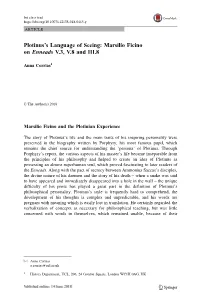 Plotinus's Language of Seeing: Marsilio Ficino on Enneads V.3, V.8