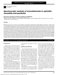 Spectroscopic Analysis of Microdiamonds in Ophiolitic Chromitite and Peridotite