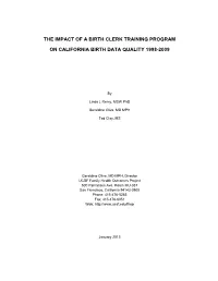 The Impact of a Birth Clerk Training Program on California Birth Data Quality 1998-2009