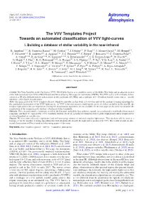 The VVV Templates Project Towards an Automated Classification of VVV