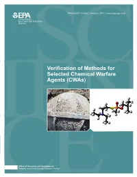 Verification of Methods for Selected Chemical Warfare Agents (Cwas)