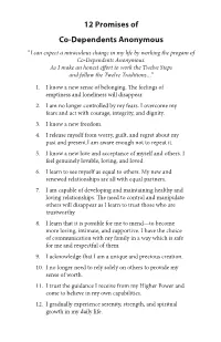 12 Promises of Co-Dependents Anonymous
