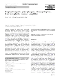 Progress in Erigonine Spider Phylogeny—The Savignia-Group Is Not Monophyletic (Araneae: Linyphiidae)