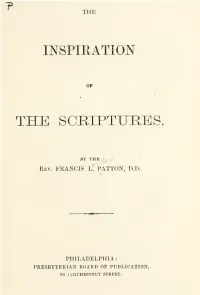 The Inspiration of the Scriptures