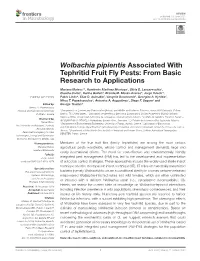 Wolbachia Pipientis Associated with Tephritid Fruit Fly Pests: from Basic Research to Applications