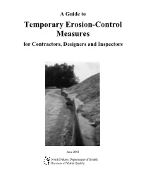 A Guide to Temporary Erosion-Control Measures for Contractors, Designers and Inspectors