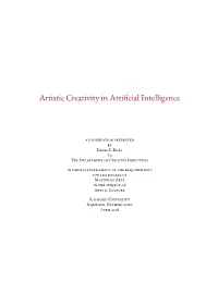 Artistic Creativity in Artificial Intelligence