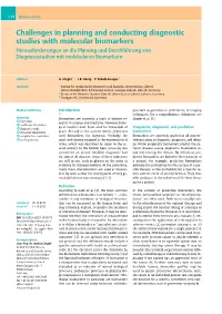 Challenges in Planning and Conducting Diagnostic Studies with Molecular Biomarkers