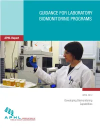 Guidance for Biomonitoring Programs