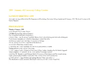 London Meeting 1999 Programme