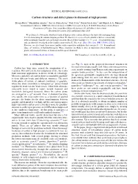 Carbon Structures and Defect Planes in Diamond at High Pressure