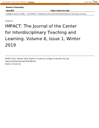 IMPACT: the Journal of the Center for Interdisciplinary Teaching and Learning. Volume 8, Issue 1, Winter 2019