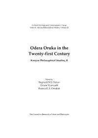 Odera Oruka in the Twenty-First Century