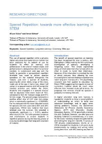 Spaced Repetition: Towards More Effective Learning in STEM
