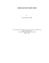 Chapter 1 - Game Analysis in Rugby Union: a Review of the Literature