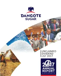 Dangote Sugar Divident 2017